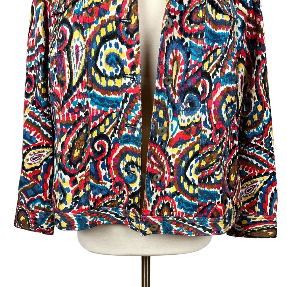 Ruby Rd. Woman Artsy Multicolored Paisley Jacket - Picture 13 of 16